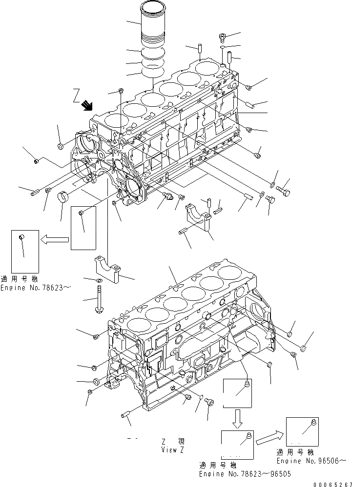 Схема запчастей Komatsu 6D125E-2D-5 - БЛОК ЦИЛИНДРОВ(№779-) ДВИГАТЕЛЬ