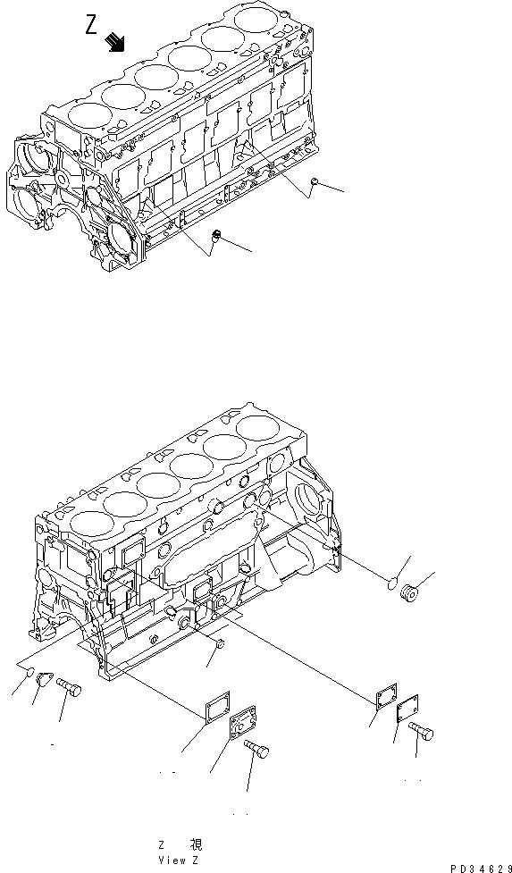 Схема запчастей Komatsu 6D125E-2G-5 - БЛОК ЦИЛИНДРОВ (/) (С ОБОГРЕВАТЕЛЕМ БЛОКА)(№-779) ДВИГАТЕЛЬ