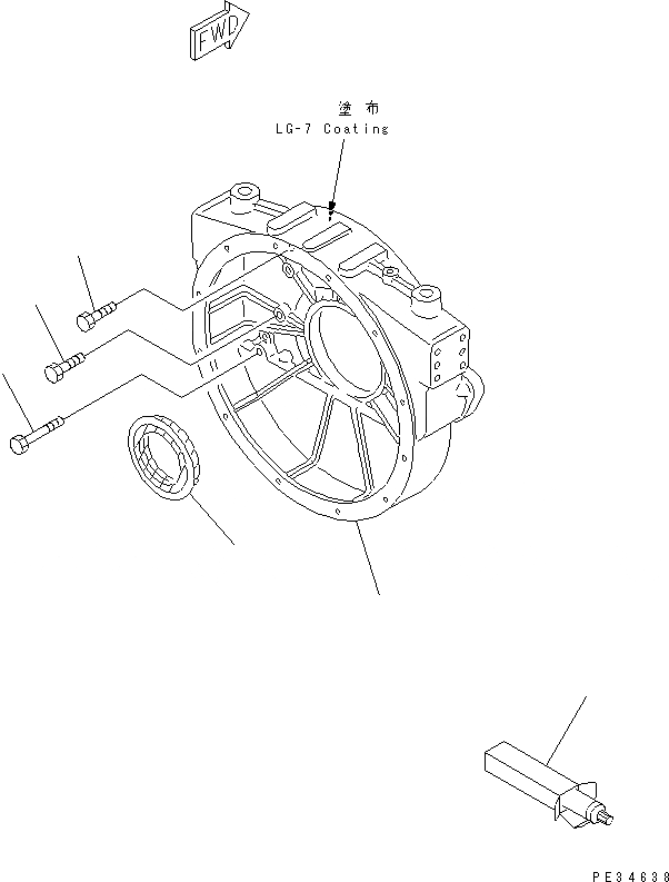 Схема запчастей Komatsu 6D125E-2G-5 - КАРТЕР МАХОВИКА(№-) ДВИГАТЕЛЬ