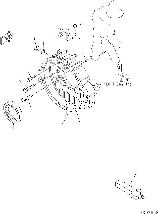 Схема запчастей Komatsu 6D125E-2J-5 - КАРТЕР МАХОВИКА(№8-) ДВИГАТЕЛЬ