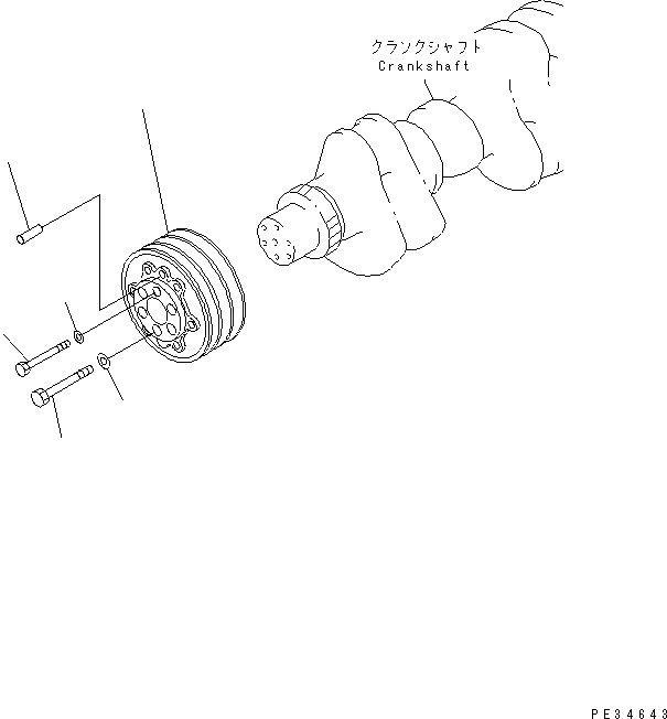 Схема запчастей Komatsu 6D125E-2H-5 - ШКИВ КОЛЕНВАЛА (ЗАКАЛЕНН. ШКИВ)(№-) ДВИГАТЕЛЬ