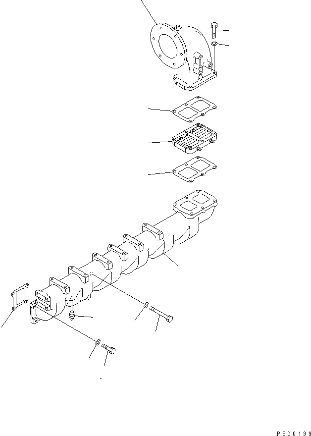 Схема запчастей Komatsu 6D125E-2J-S5 - ТРУБОПРОВОД ВПУСКА ВОЗДУХА(№8-) ДВИГАТЕЛЬ