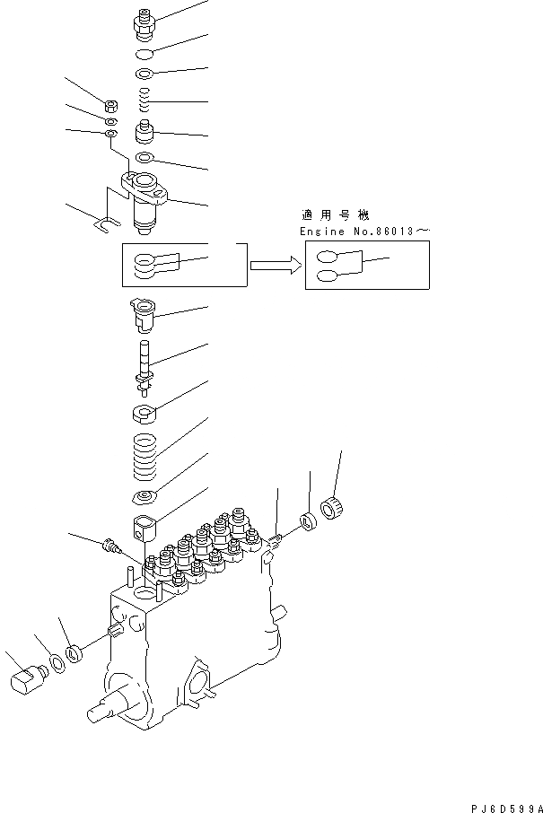 Схема запчастей Komatsu 6D125E-2F-5 - ТОПЛ. НАСОС (НАСОС) (/) (ВНУТР. ЧАСТИ)(№-) ДВИГАТЕЛЬ