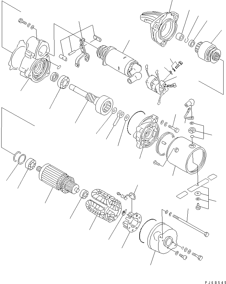 Схема запчастей Komatsu 6D125E-2F-5 - СТАРТЕР (7.KW) (ВНУТР. ЧАСТИ)(№9-) ДВИГАТЕЛЬ