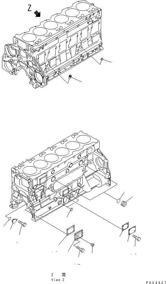 Схема запчастей Komatsu 6D125E-2B-5 - БЛОК ЦИЛИНДРОВ (/)(№779-779) ДВИГАТЕЛЬ