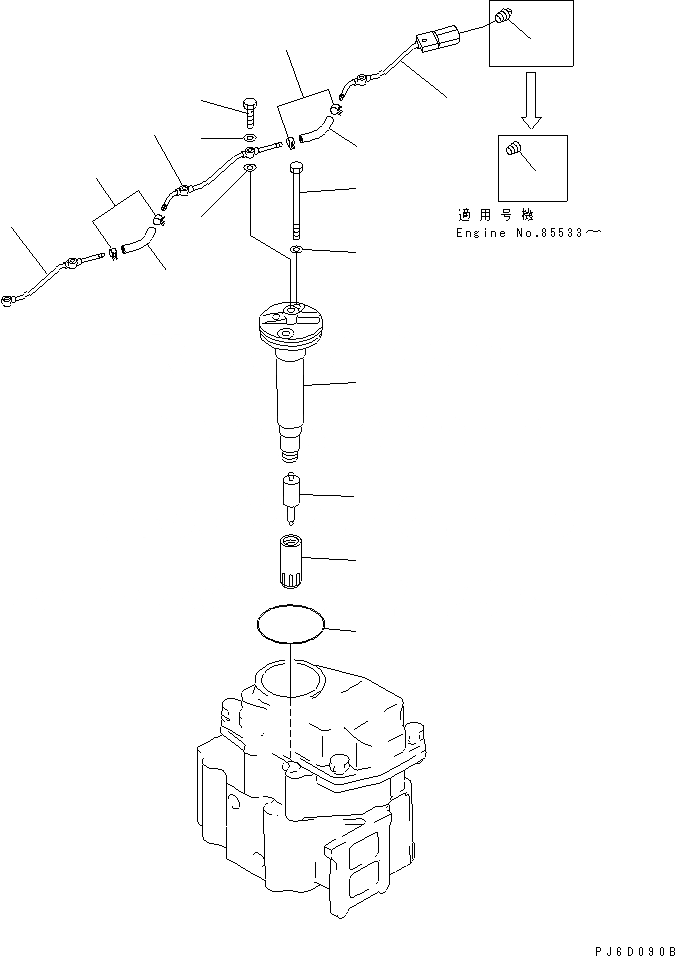 Схема запчастей Komatsu 6D125E-2B-5 - ФОРСУНКА(№889-) ДВИГАТЕЛЬ