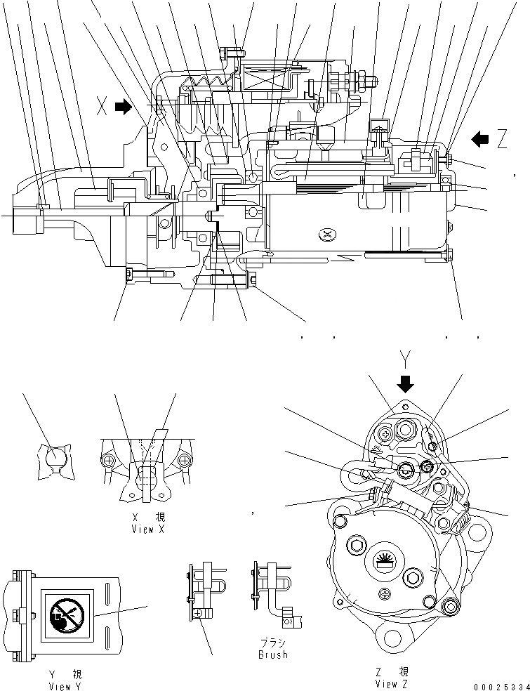 Схема запчастей Komatsu 6D125E-2B-5 - СТАРТЕР (7.KW) (ВНУТР. ЧАСТИ)(№9-) ДВИГАТЕЛЬ