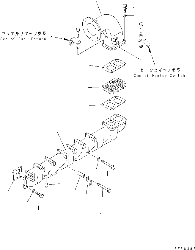 Схема запчастей Komatsu 6D125E-2A-5 - ТРУБОПРОВОД ВПУСКА ВОЗДУХА(№779-) ДВИГАТЕЛЬ