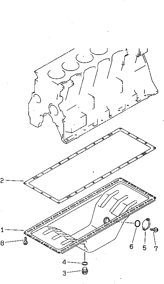 Схема запчастей Komatsu 6D95L-1C - МАСЛЯНЫЙ ПОДДОН(№7-) БЛОК ЦИЛИНДРОВ