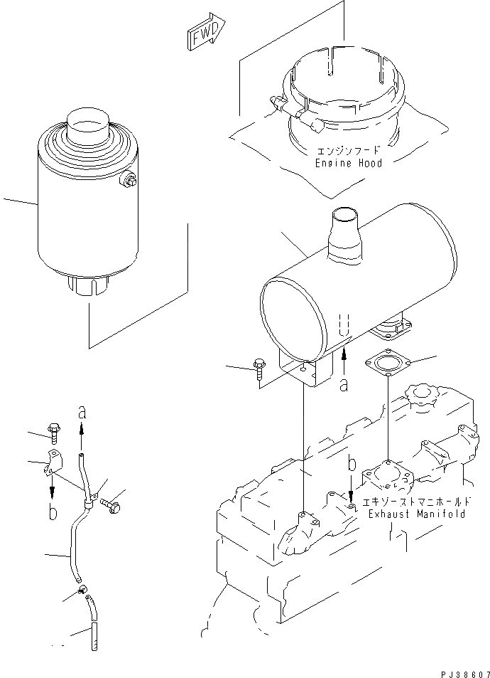 Схема запчастей Komatsu 6D95L-1AC-E - ГЛУШИТЕЛЬ (С SPARK ARRESTER CATALYZER ТИП)(№-) ДВИГАТЕЛЬ