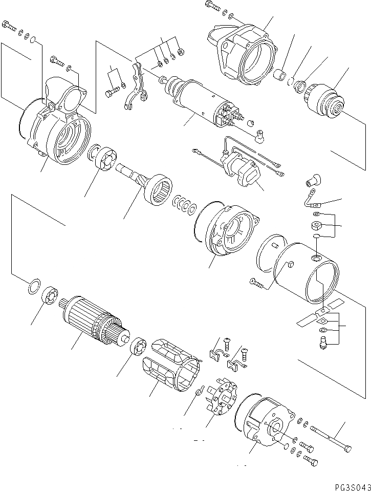 Схема запчастей Komatsu 6D95L-1AC-E - СТАРТЕР (.KW) (ВНУТР. ЧАСТИ) ДВИГАТЕЛЬ