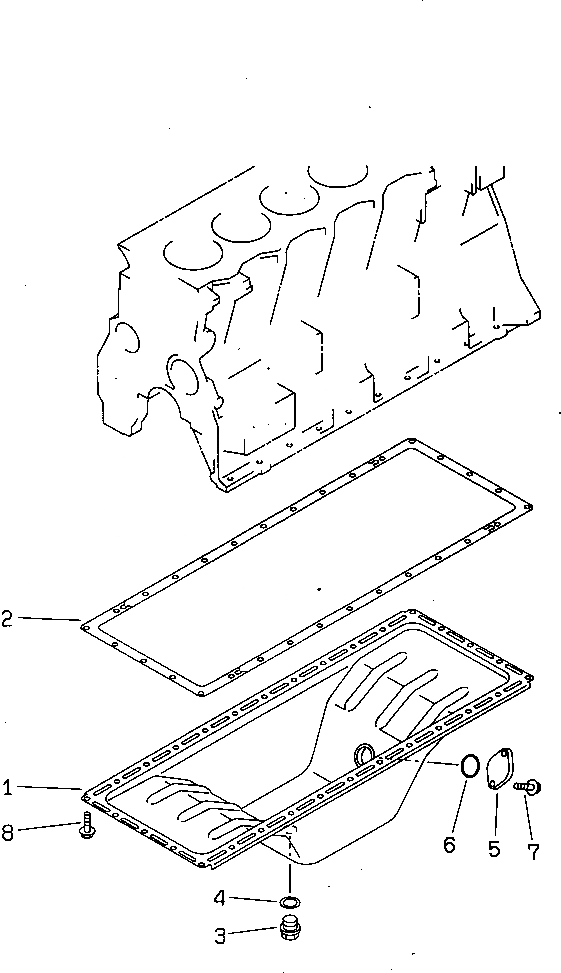 Схема запчастей Komatsu 6D95L-1C - МАСЛЯНЫЙ ПОДДОН(№7-) БЛОК ЦИЛИНДРОВ