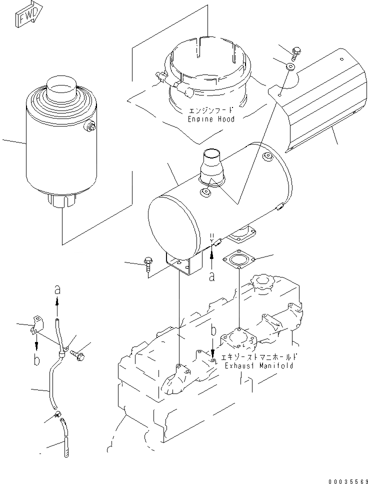 Схема запчастей Komatsu 6D95L-1AC-S - ГЛУШИТЕЛЬ (С SPARK ARRESTER) (С КРЫШКОЙ)(№88-) ДВИГАТЕЛЬ