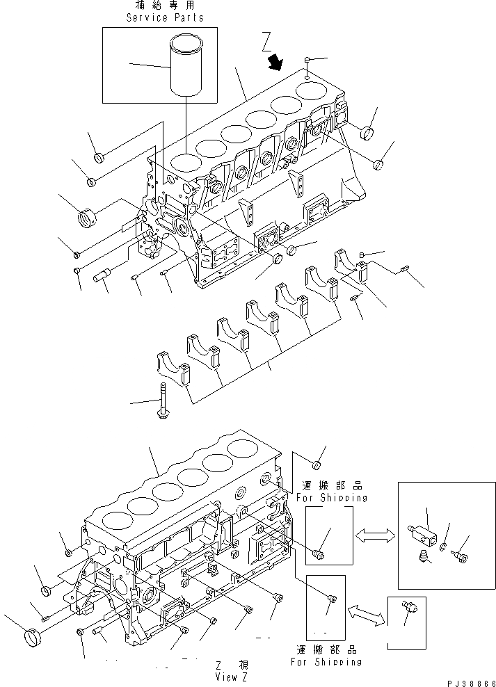 Схема запчастей Komatsu 6D95L-1AF - БЛОК ЦИЛИНДРОВ(№7-) ДВИГАТЕЛЬ