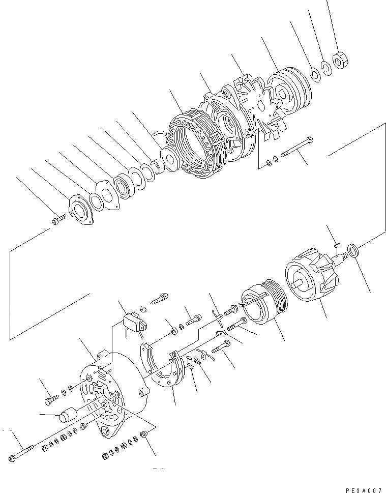 Схема запчастей Komatsu 6D95L-1AF - ГЕНЕРАТОР (A) (С ЗАКАЛЕННЫМ ШКИВОМ) (ВНУТР. ЧАСТИ)(№7-) ДВИГАТЕЛЬ