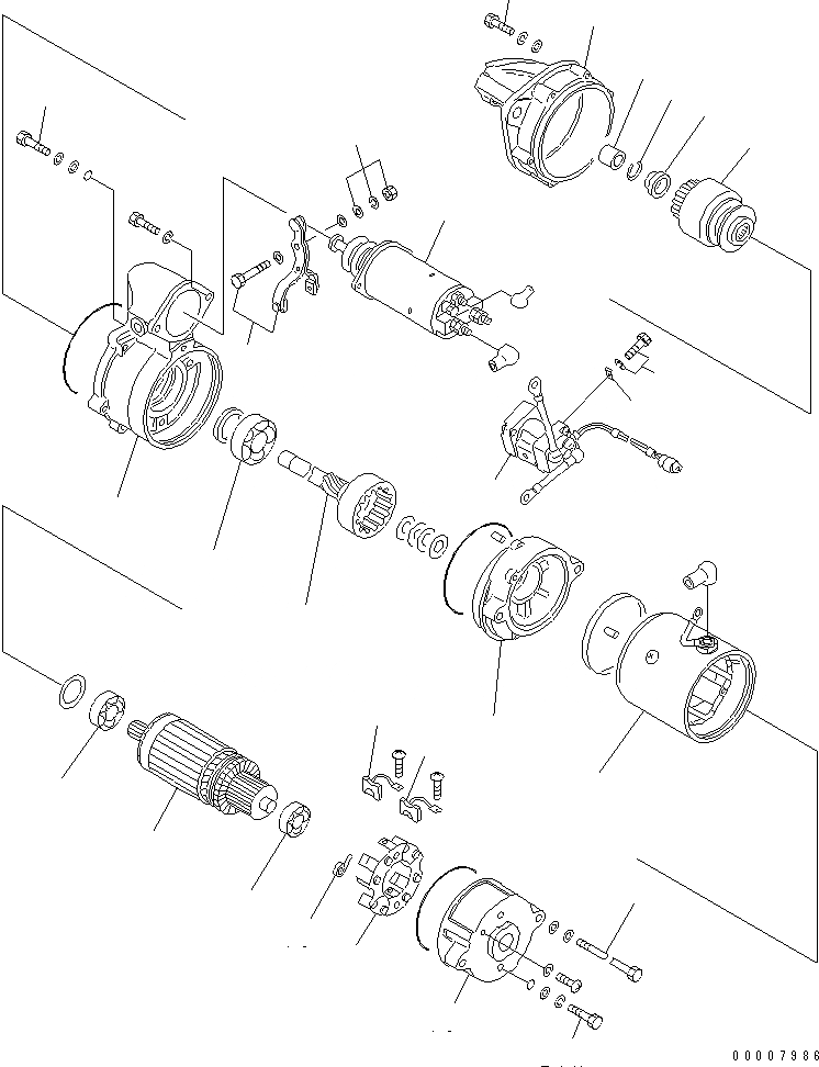 Схема запчастей Komatsu 6D95L-1AF - СТАРТЕР (.KW) (ВНУТР. ЧАСТИ)(№7-) ДВИГАТЕЛЬ