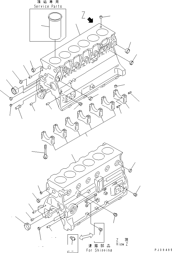Схема запчастей Komatsu 6D95L-1AD - БЛОК ЦИЛИНДРОВ (СПЕЦ-Я ДЛЯ БОЛЬШИХ ВЫСОТ.) ДВИГАТЕЛЬ