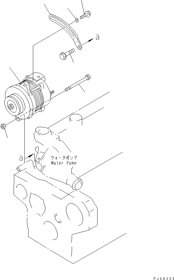Схема запчастей Komatsu 6D95L-1AC-S - КРЕПЛЕНИЕ ГЕНЕРАТОРА (A) (С НЕ ЗАКАЛЕНН. ШКИВ) ДВИГАТЕЛЬ