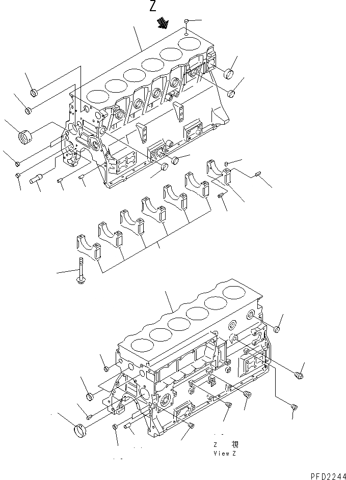 Схема запчастей Komatsu 6D95L-1HH - БЛОК ЦИЛИНДРОВ(№9-) ДВИГАТЕЛЬ