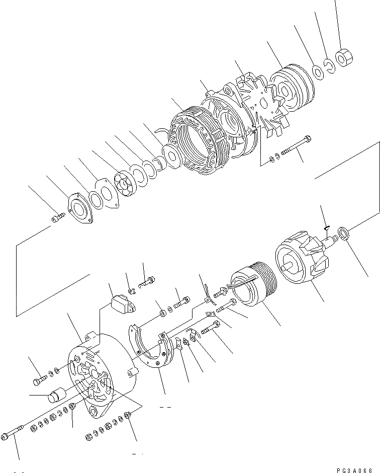 Схема запчастей Komatsu 6D95L-1Z - ГЕНЕРАТОР (A) (С ЗАКАЛЕННЫМ ШКИВОМ) ЭЛЕКТРИКА