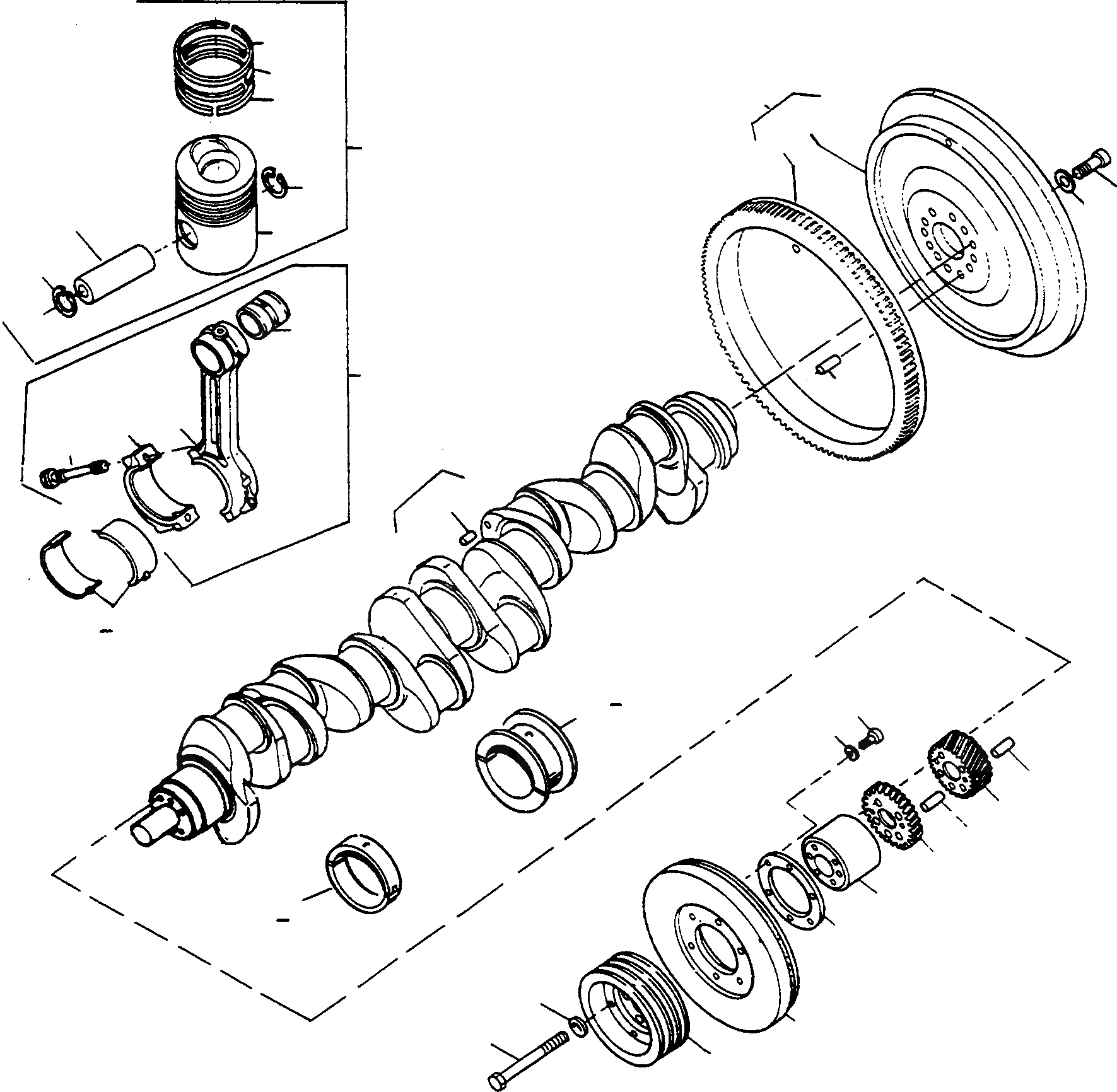 Схема запчастей Komatsu 70E - CRANK ASSEMBLY ДВИГАТЕЛЬ, АКСЕССУАРЫ И ЭЛЕКТРИЧ. СИСТЕМА