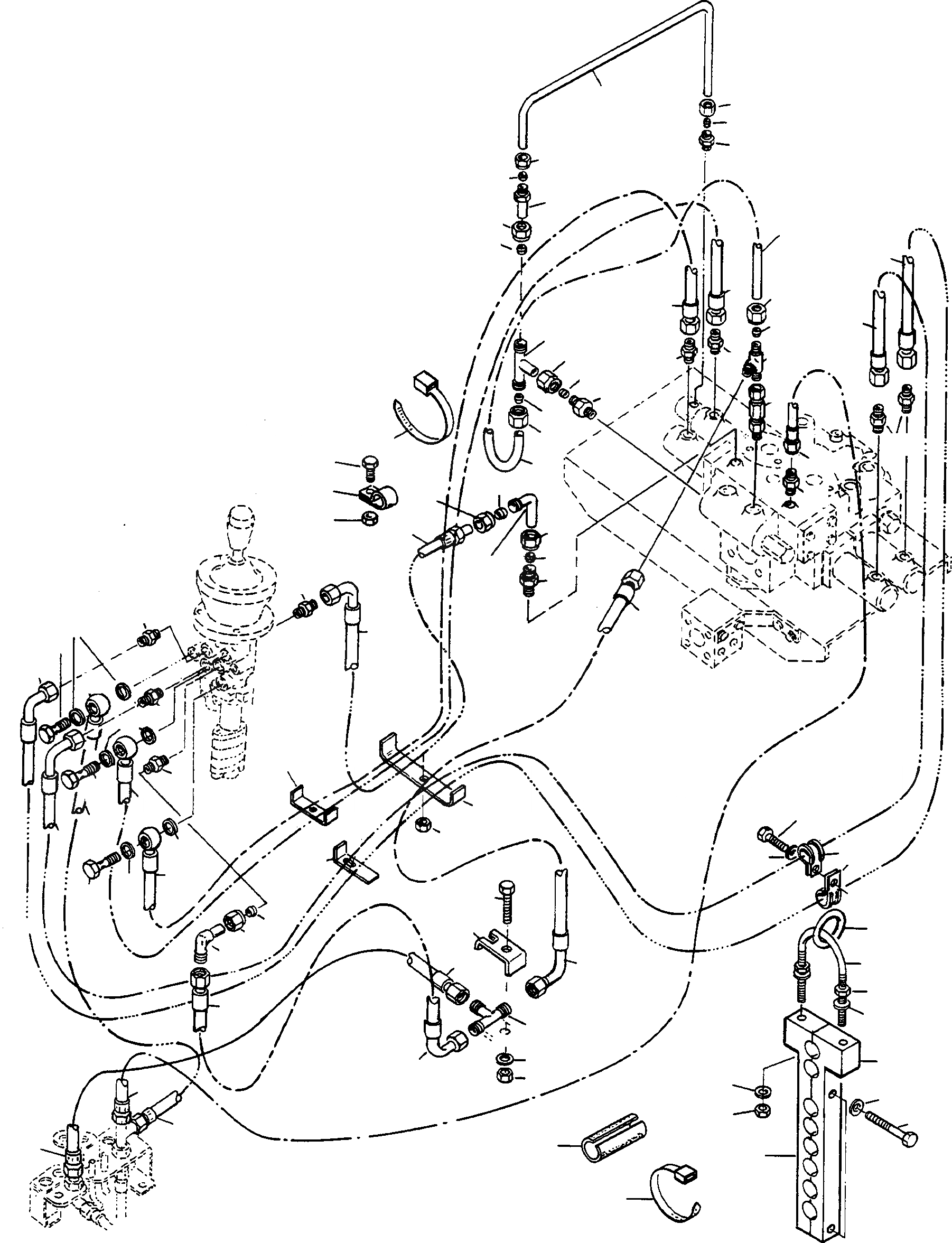 Схема запчастей Komatsu 70E - ТРУБЫS ДЛЯ УДАЛЕНН. УПРАВЛЯЮЩ. КЛАПАН, TWO WAYS ГИДРАВЛИКА