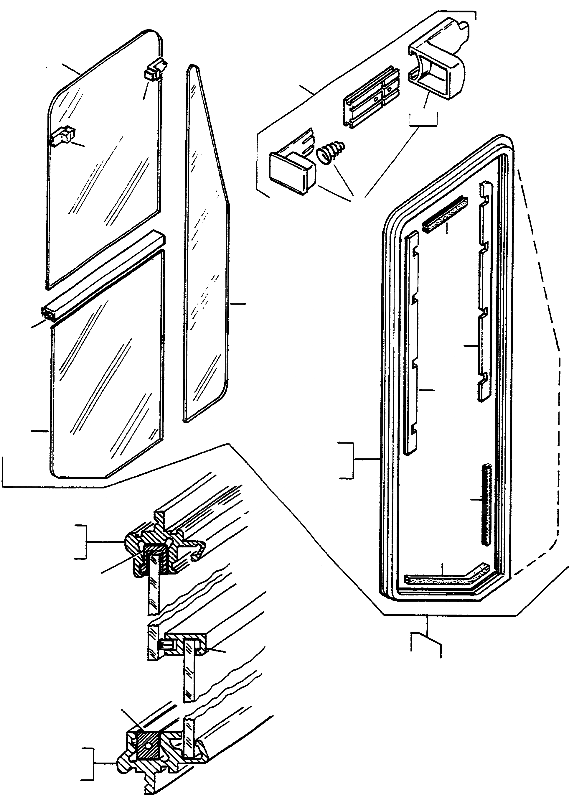 Схема запчастей Komatsu 77C - SLIDING ОКНА БЕЗОПАСН. КАБИНА, ДВЕРЬS
