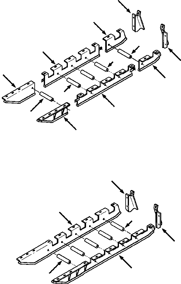 Схема запчастей Komatsu D32E-1 - РОЛИК ЗАЩИТН.S И ЦЕПЬ GUIDES DE- ПОДВЕСКА