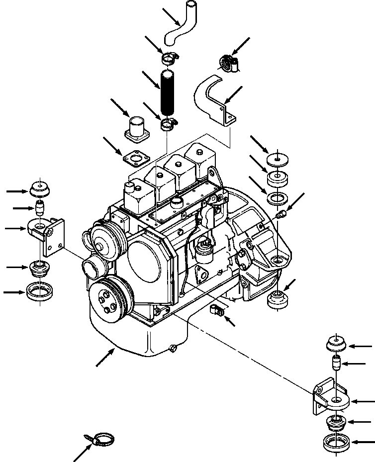 Схема запчастей Komatsu D32E-1 - ДВИГАТЕЛЬ И КРЕПЛЕНИЕ POWER - DE-