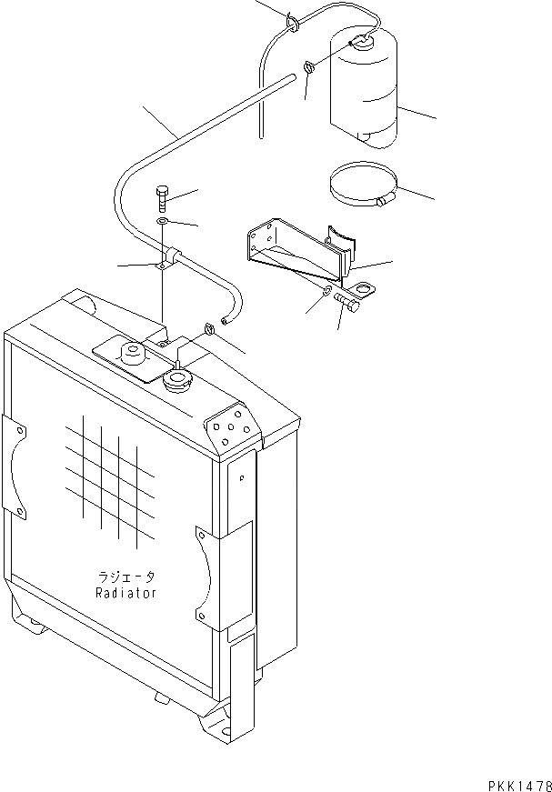 Схема запчастей Komatsu D37P-5A - РАДИАТОР ВТОРИЧН. БАК И ТРУБЫ (ДЛЯ ЯПОН.)(№-) СИСТЕМА ОХЛАЖДЕНИЯ