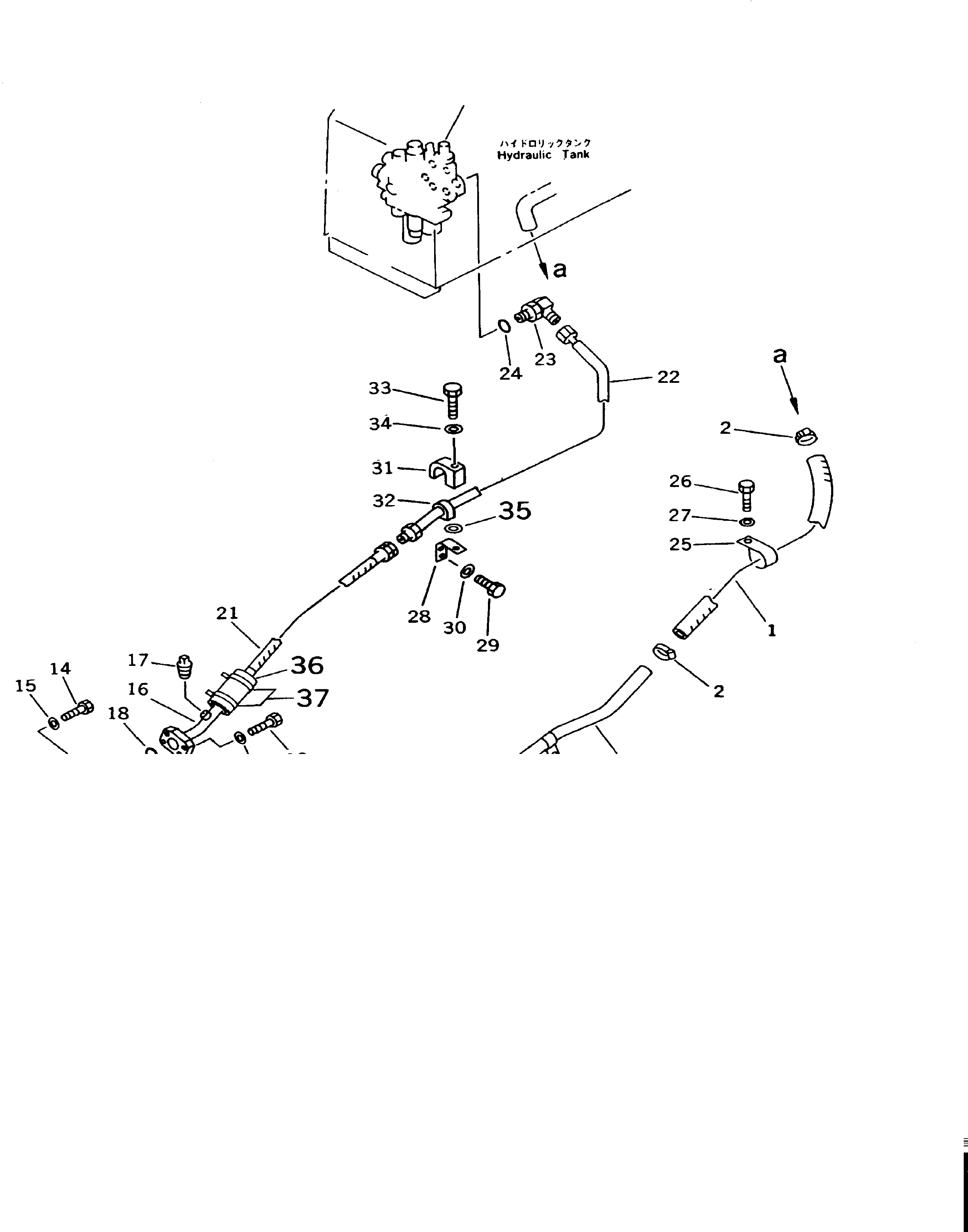 Схема запчастей Komatsu D37P-5A - ГИДРОЛИНИЯ (ИЗ БАКА В НАСОС - КЛАПАН)(№-) ГИДРАВЛИКА