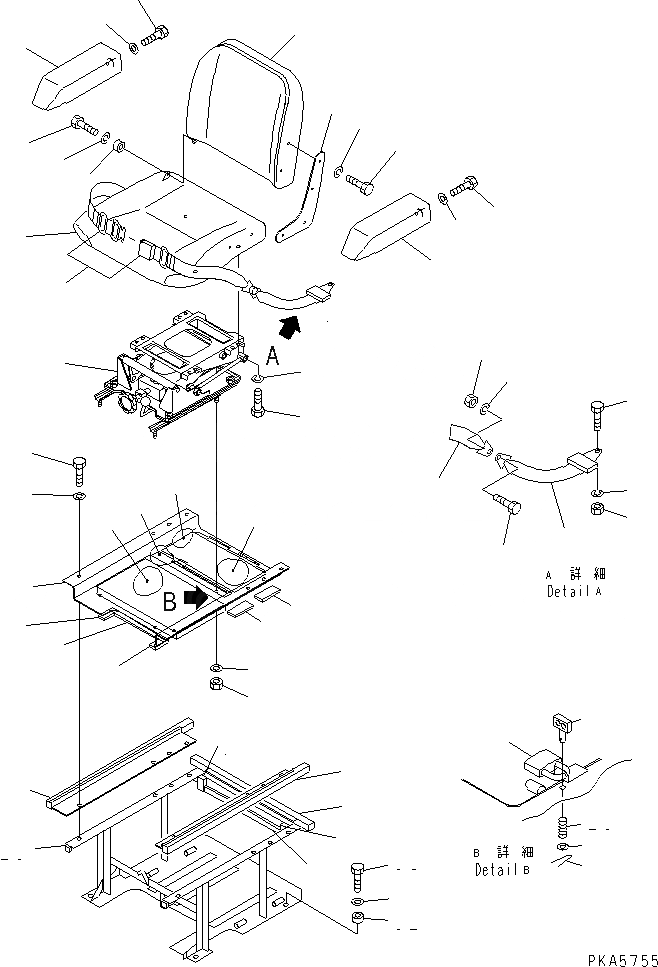 Схема запчастей Komatsu D37P-5A - СИДЕНЬЕ ОПЕРАТОРА (С МАСЛ. ДЕМПФЕР) (REGULATION OF EC INCLUSION)(№-) КАБИНА ОПЕРАТОРА И СИСТЕМА УПРАВЛЕНИЯ