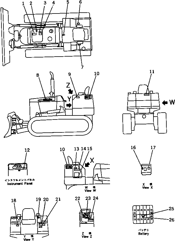 Схема запчастей Komatsu D37P-5A - МАРКИРОВКА (АНГЛ.)(№-) МАРКИРОВКА