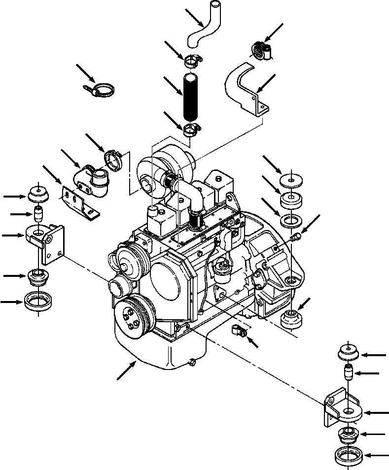 Схема запчастей Komatsu D38E-1 - ДВИГАТЕЛЬ И КРЕПЛЕНИЕ POWER