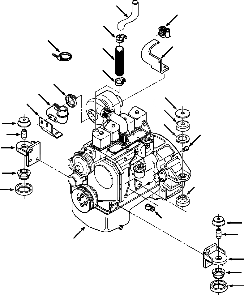 Схема запчастей Komatsu D39E-1 - ДВИГАТЕЛЬ И КРЕПЛЕНИЕ POWER