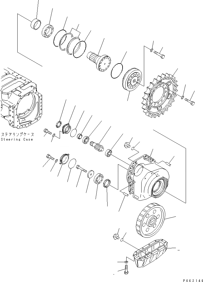 Схема запчастей Komatsu D41A-6 - КОНЕЧНАЯ ПЕРЕДАЧА (ЛЕВ.)(№B-) СИЛОВАЯ ПЕРЕДАЧА И КОНЕЧНАЯ ПЕРЕДАЧА