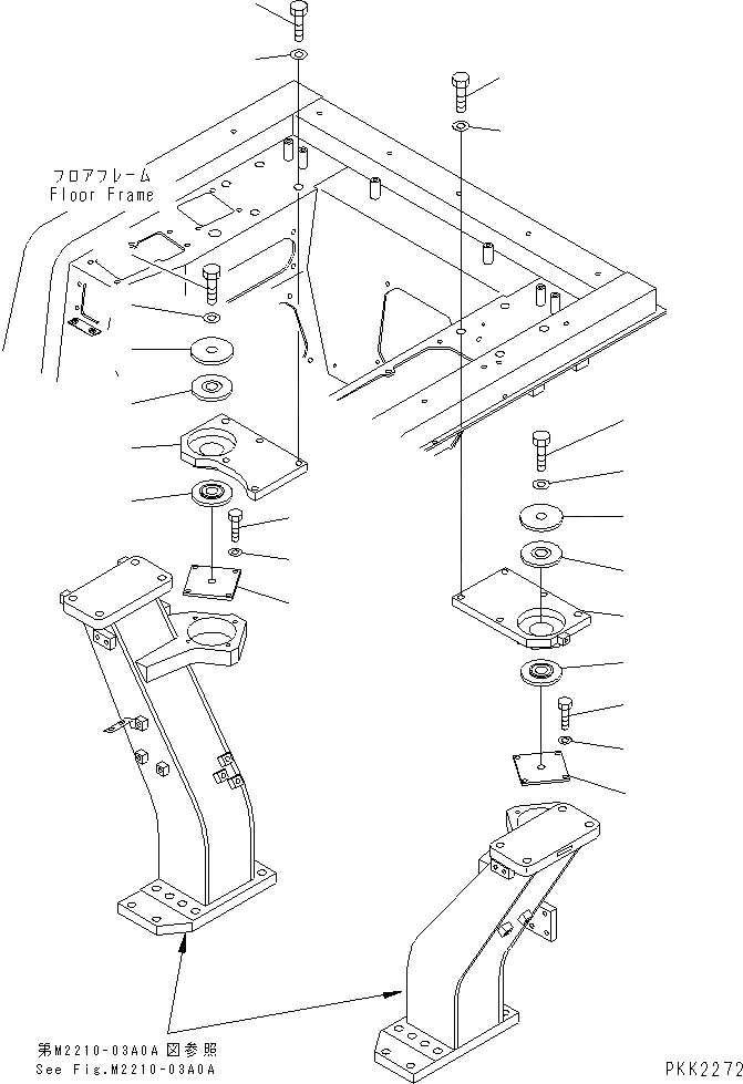 Схема запчастей Komatsu D41A-6 - ПОЛ SUSPENTION (RIGID КРЕПЛЕНИЕ) (БЕЗ КАБИНЫ)(№B-) КАБИНА ОПЕРАТОРА И СИСТЕМА УПРАВЛЕНИЯ