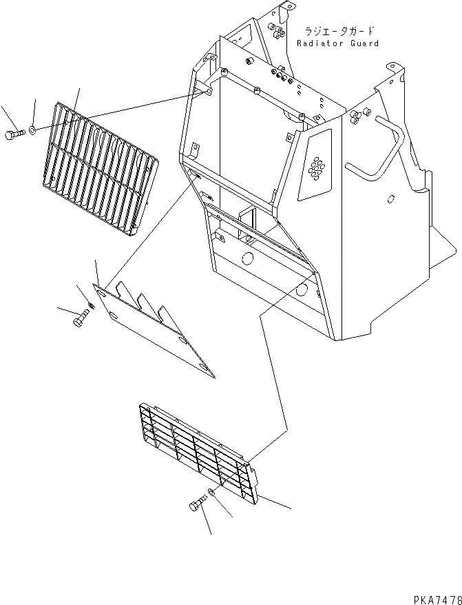 Схема запчастей Komatsu D41E-6 - ЗАСЛОНКА РАДИАТОРА (REGULATION OF EC INCLUSION) ЧАСТИ КОРПУСА