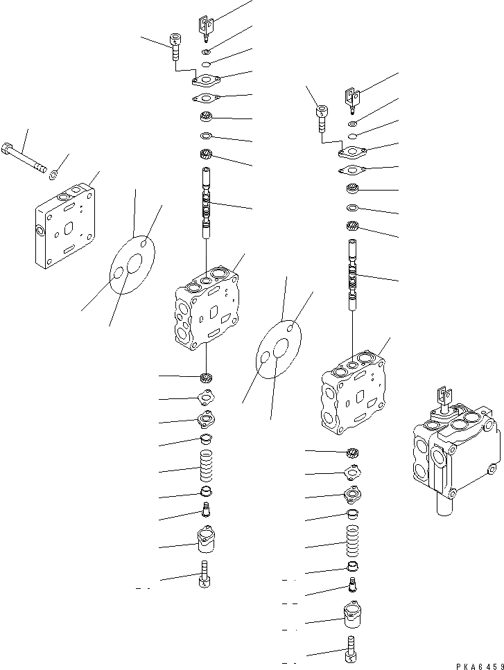 Схема запчастей Komatsu D41E-6 - РАБОЧЕЕ ОБОРУДОВАНИЕ КЛАПАН (/) ОСНОВН. КОМПОНЕНТЫ И РЕМКОМПЛЕКТЫ