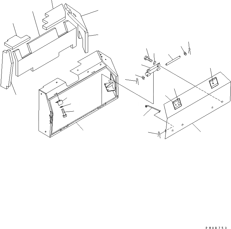 Схема запчастей Komatsu D41E-6 - ЗАДН. ЧАСТИ КОРПУСА (КРЫШКА АККУМУЛЯТОРА) (REGULATION OF ЕС DYNAMIC NOISE) ЧАСТИ КОРПУСА