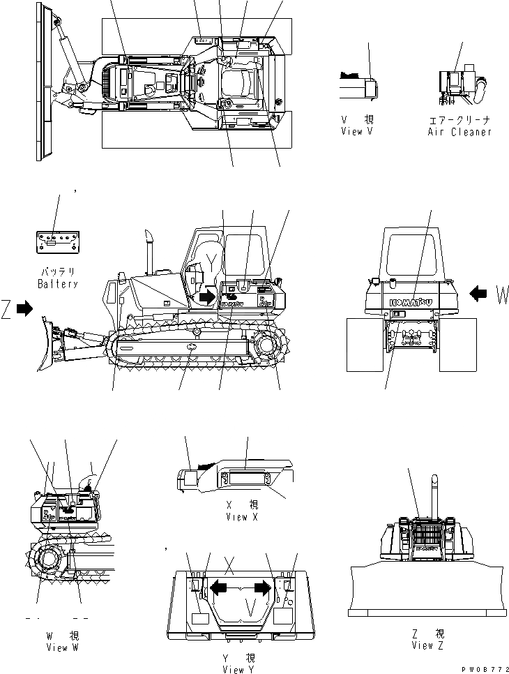 Схема запчастей Komatsu D41E-6 - МАРКИРОВКА (АНГЛ.) (ДЛЯ США) МАРКИРОВКА