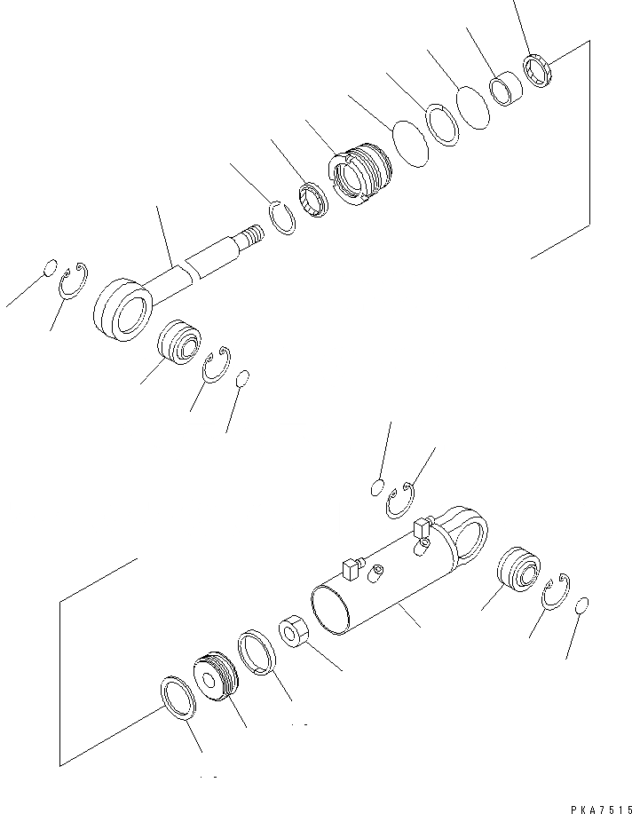 Схема запчастей Komatsu D41E-6 - ЦИЛИНДР ПЕРЕКОСА ОТВАЛА (ВНУТР. ЧАСТИ) ОСНОВН. КОМПОНЕНТЫ И РЕМКОМПЛЕКТЫ