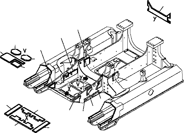 Схема запчастей Komatsu D41E-6 - ОСНОВН. РАМА (ABSORBERS) (ЕС БЕСШУМН. СПЕЦИФ-Я) ОСНОВН. РАМА И RLATED ЧАСТИ