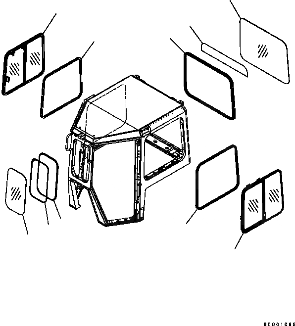 Схема запчастей Komatsu D41E-6 - КАБИНА (ОКНА) КАБИНА ОПЕРАТОРА И СИСТЕМА УПРАВЛЕНИЯ