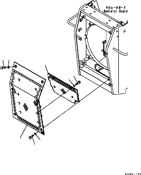 Схема запчастей Komatsu D41E-6 - ЗАСЛОНКА РАДИАТОРА (УСИЛЕНН.) ЧАСТИ КОРПУСА