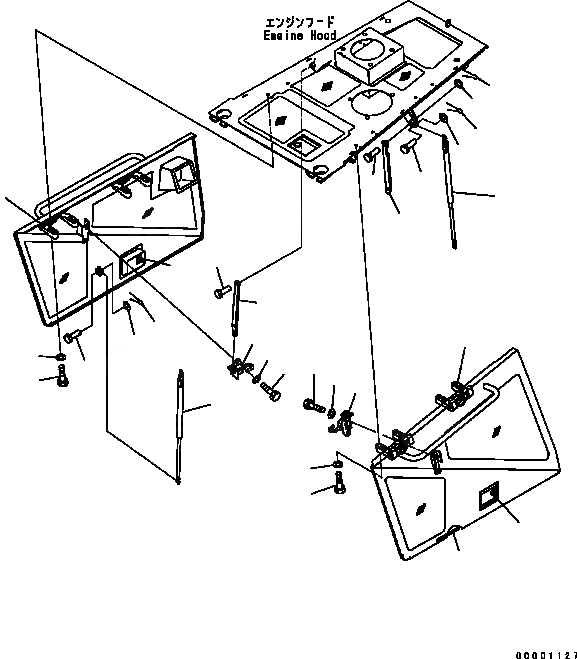 Схема запчастей Komatsu D41E-6 - ФРОНТАЛЬНАЯ ЗАЩИТА (КАПОТ) (БЕЗ КАБИНЫ) (REGULATION OF ЕС DYNAMIC NOISE) ЧАСТИ КОРПУСА
