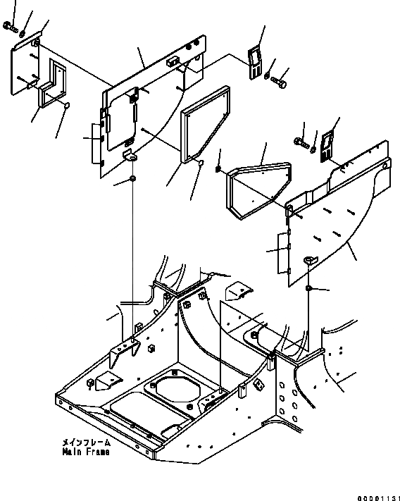 Схема запчастей Komatsu D41E-6 - ФРОНТАЛЬНАЯ ЗАЩИТА (БОКОВ. КРЫШКА ДВИГ., НИЖН.) (REGULATION OF ЕС DYNAMIC NOISE) ЧАСТИ КОРПУСА