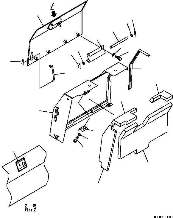 Схема запчастей Komatsu D41E-6 - ЗАДН. ЧАСТИ КОРПУСА (ФИЛЬТР. COVER) (REGULATION OF ЕС DYNAMIC NOISE) ЧАСТИ КОРПУСА