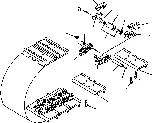Схема запчастей Komatsu D41E6T - ГУСЕНИЦЫ (СМАЗЫВ. ТИПА) (ОДИНОЧН. ГРУНТОЗАЦЕП) (MM ШИР.) (HD СОЕДИНИТЕЛЬН. ЗВЕНО) НИЖН.CARRIAGE