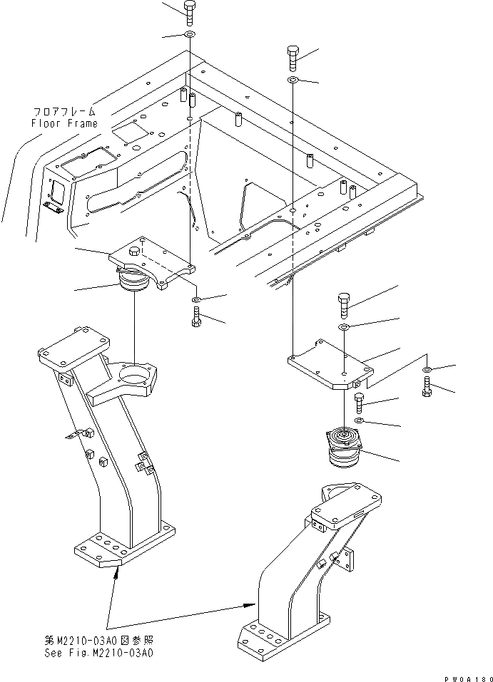 Схема запчастей Komatsu D41P-6 - ПОЛ SUSPENTION (VISCOUS КРЕПЛЕНИЕ) (С КАБИНОЙ) КАБИНА ОПЕРАТОРА И СИСТЕМА УПРАВЛЕНИЯ